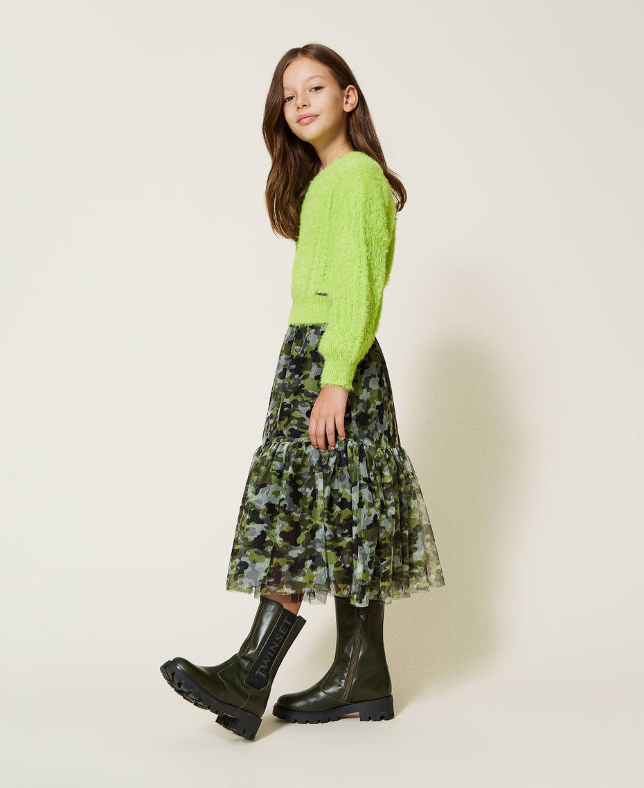 Camouflage tulle long skirt Cypress Print Girl 222GJ2330-01