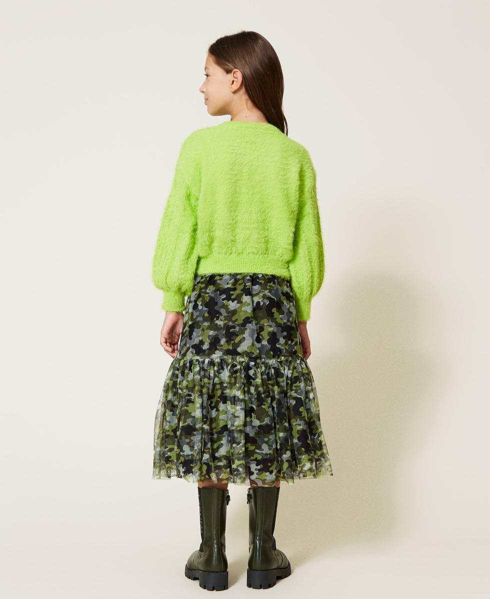 Camouflage tulle long skirt