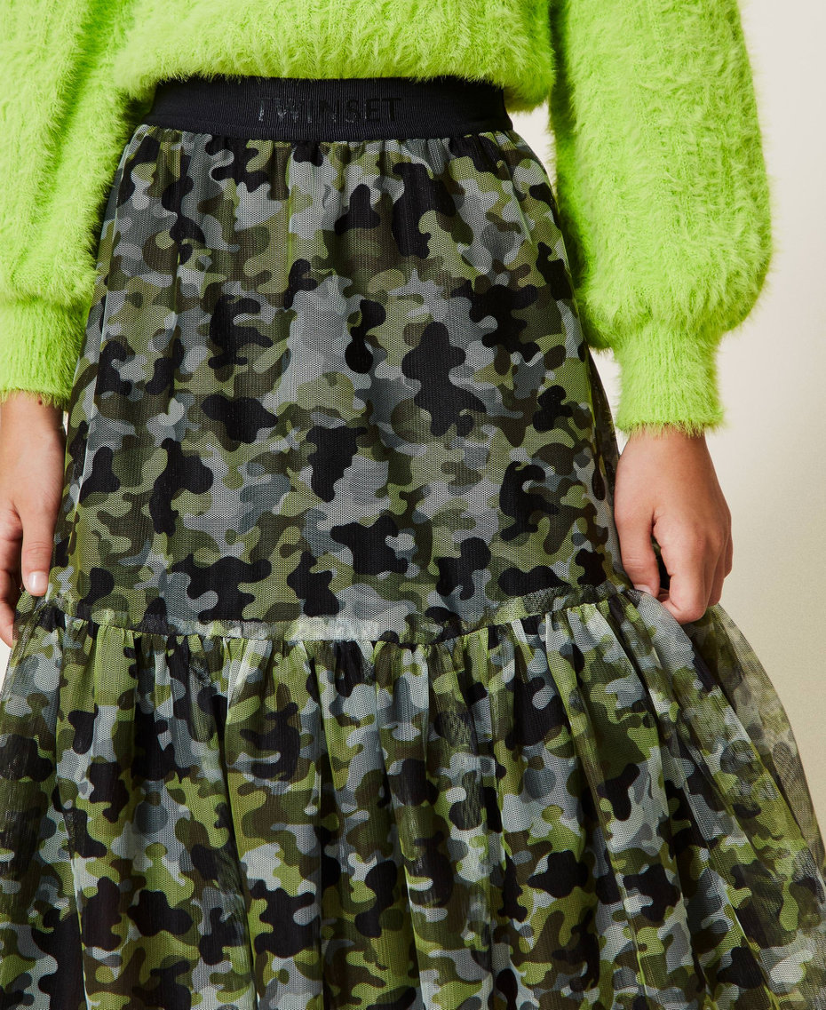 Gonna lunga in tulle camouflage