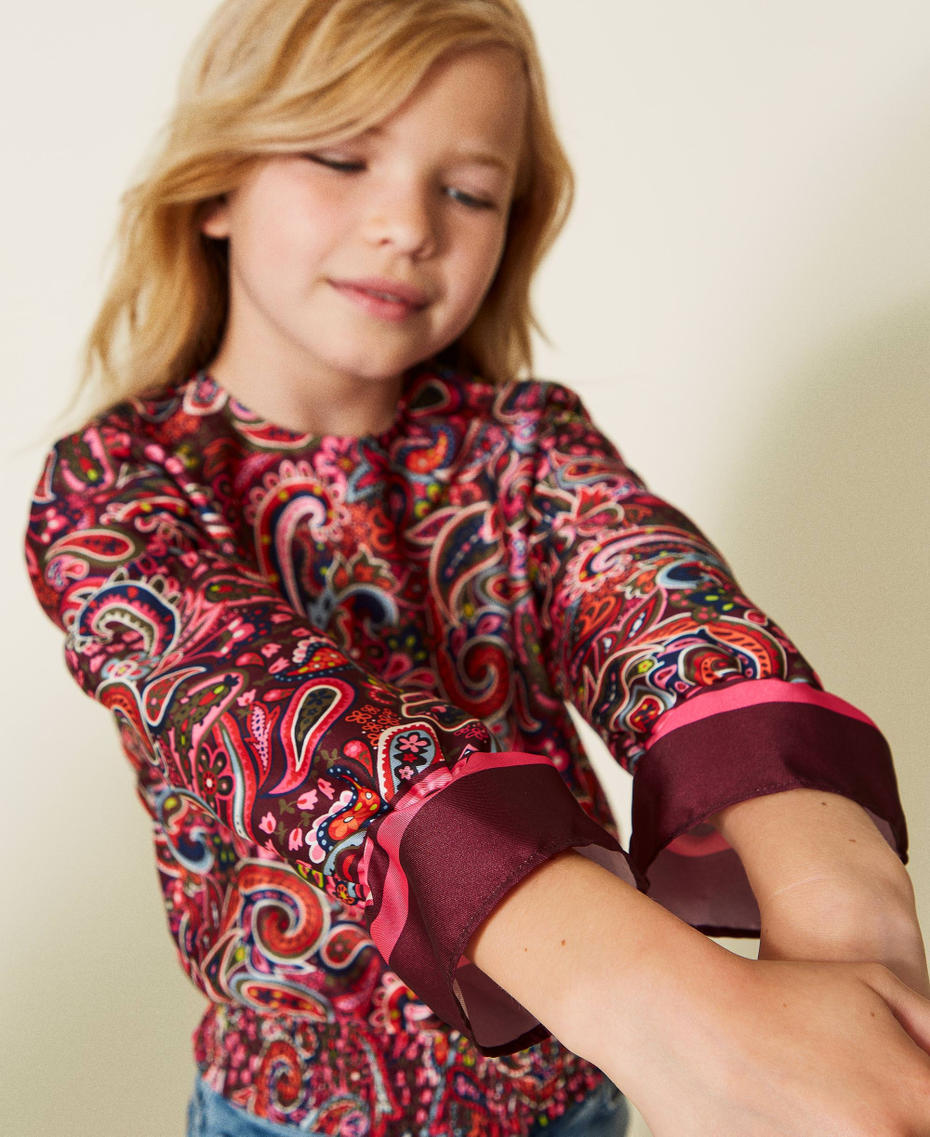 Атласная блузка с принтом Принт “Пейсли” Девочка 222GJ236B-01
