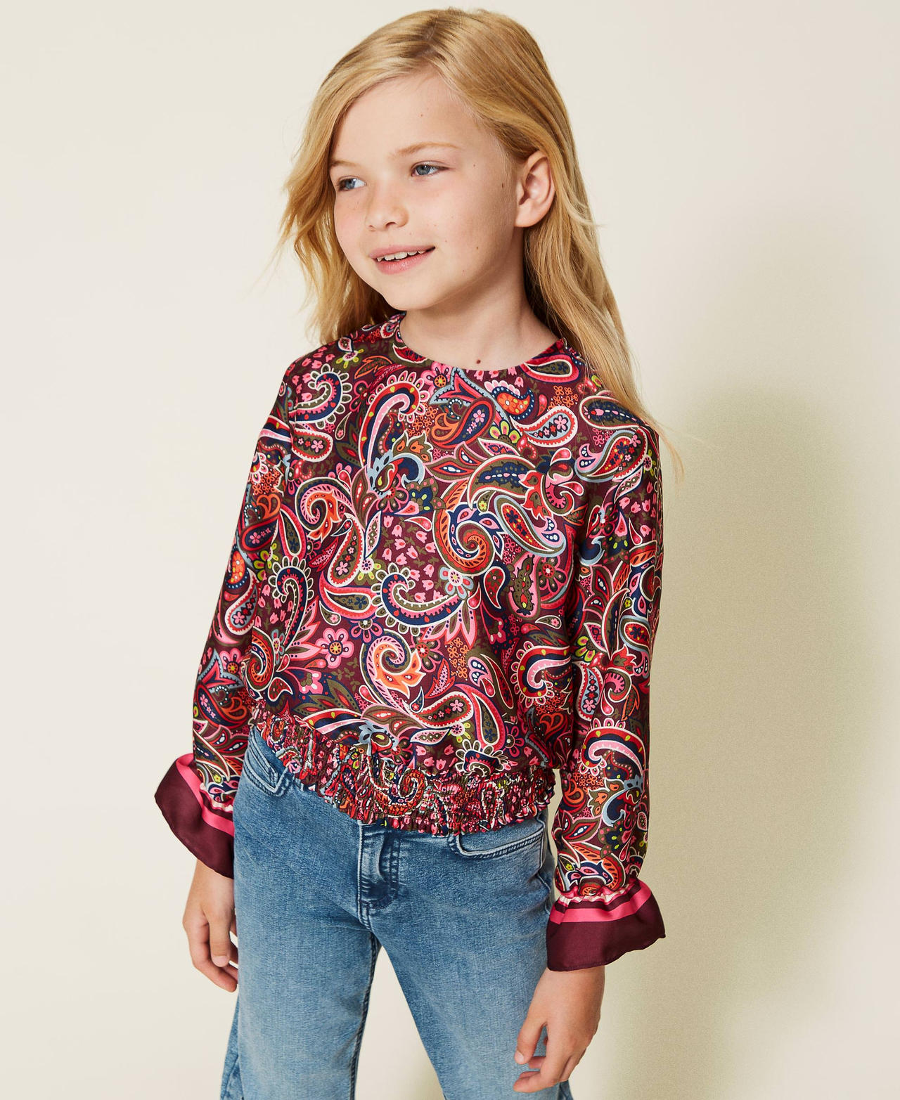 Satinbluse mit Print Motiv Paisley Mädchen 222GJ236B_10019_02