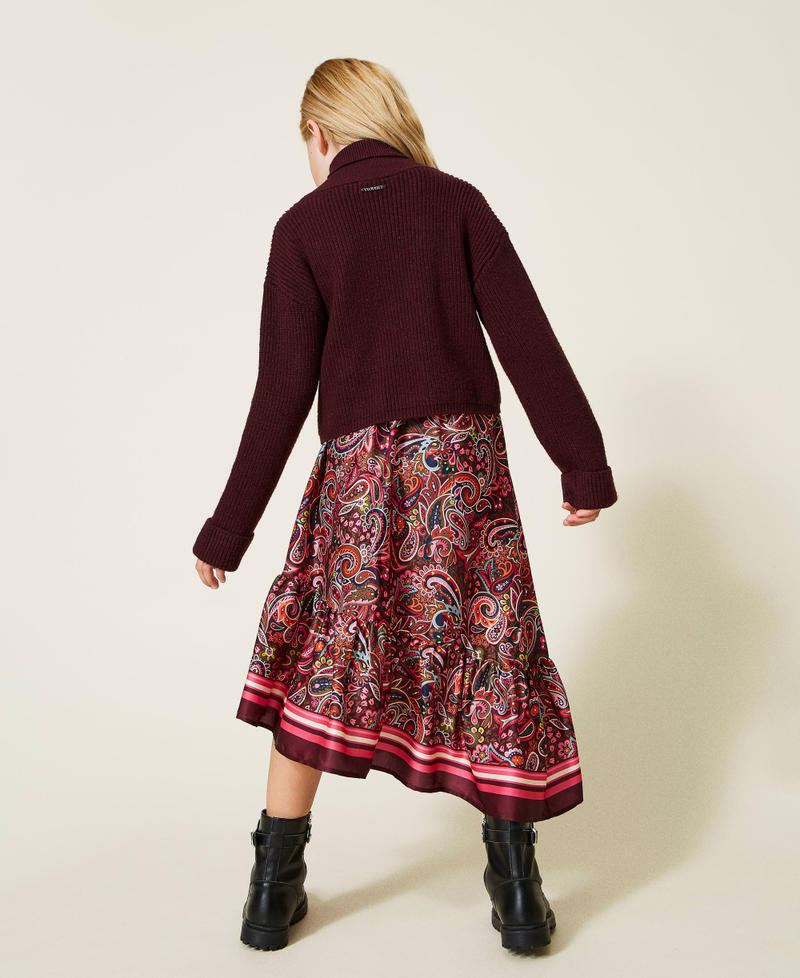 Printed satin long skirt