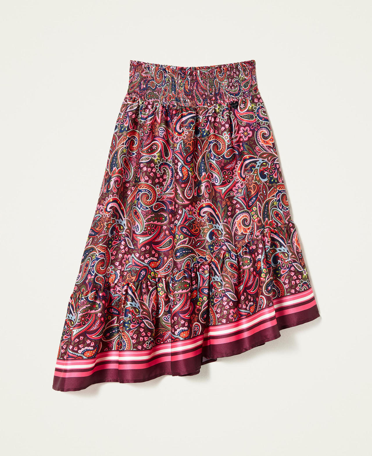 Printed satin long skirt