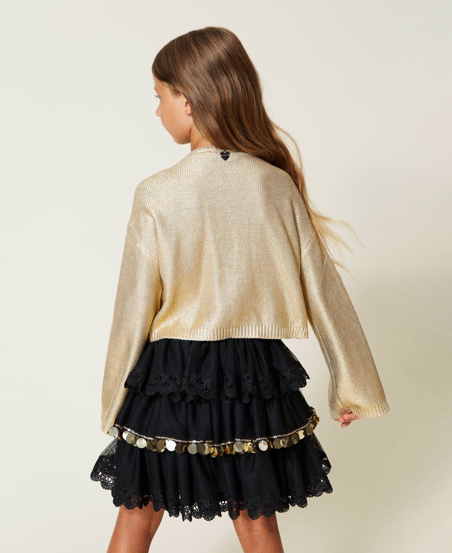 Tulle skirt with lace and sequins Black Girl 222GJ2370-04