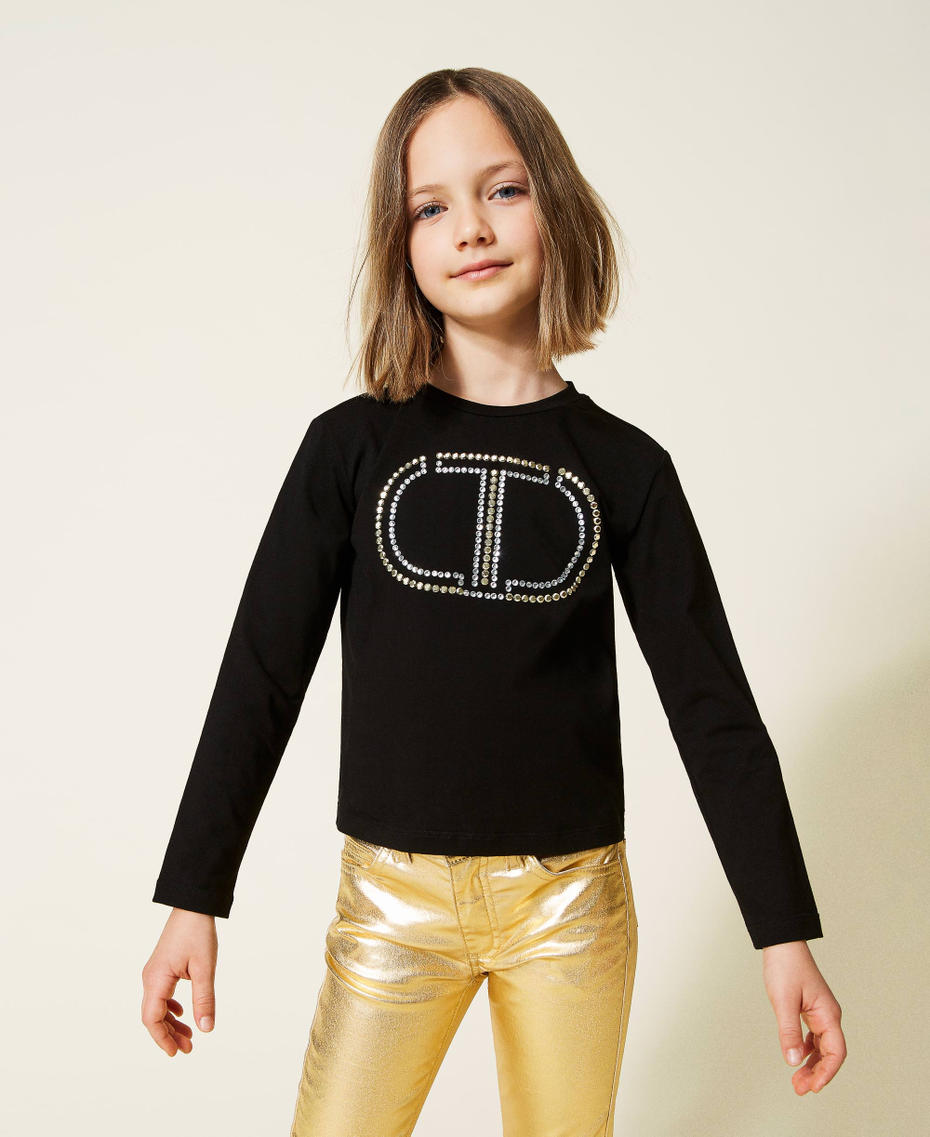 Shirt mit Strasslogo