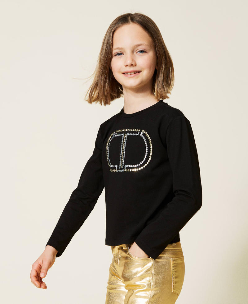 Shirt mit Strasslogo