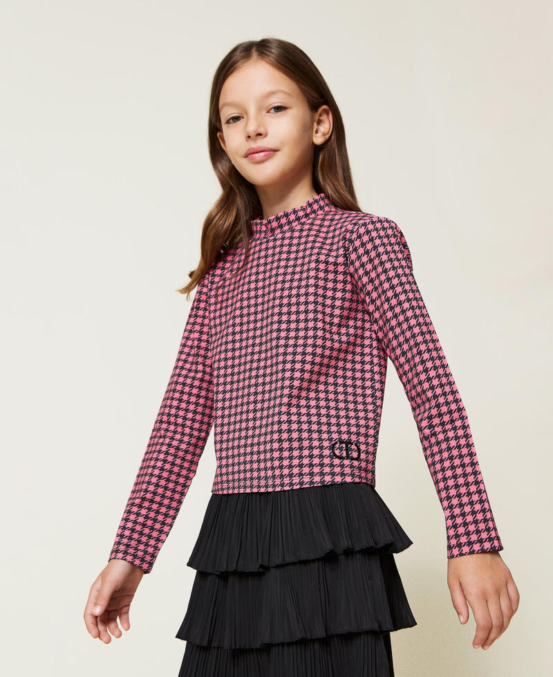 Houndstooth print jumper