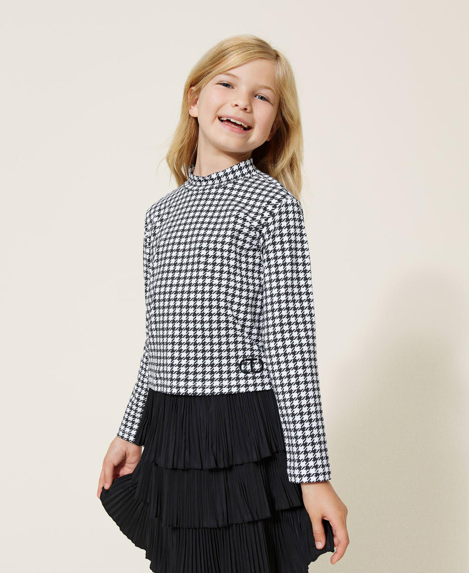 Houndstooth print jumper Off White Houndstooth Print Girl 222GJ2391_07358_01