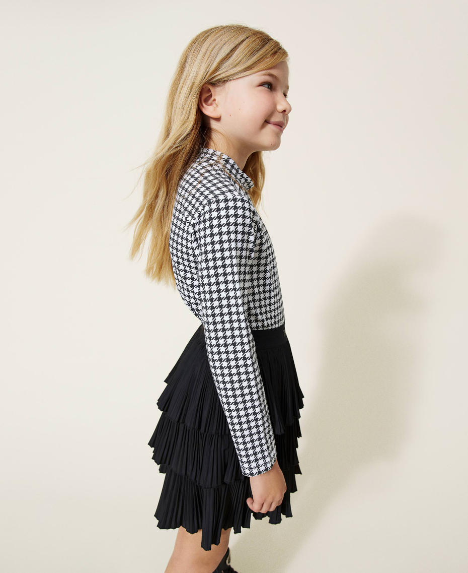Houndstooth print jumper Off White Houndstooth Print Girl 222GJ2391_07358_03