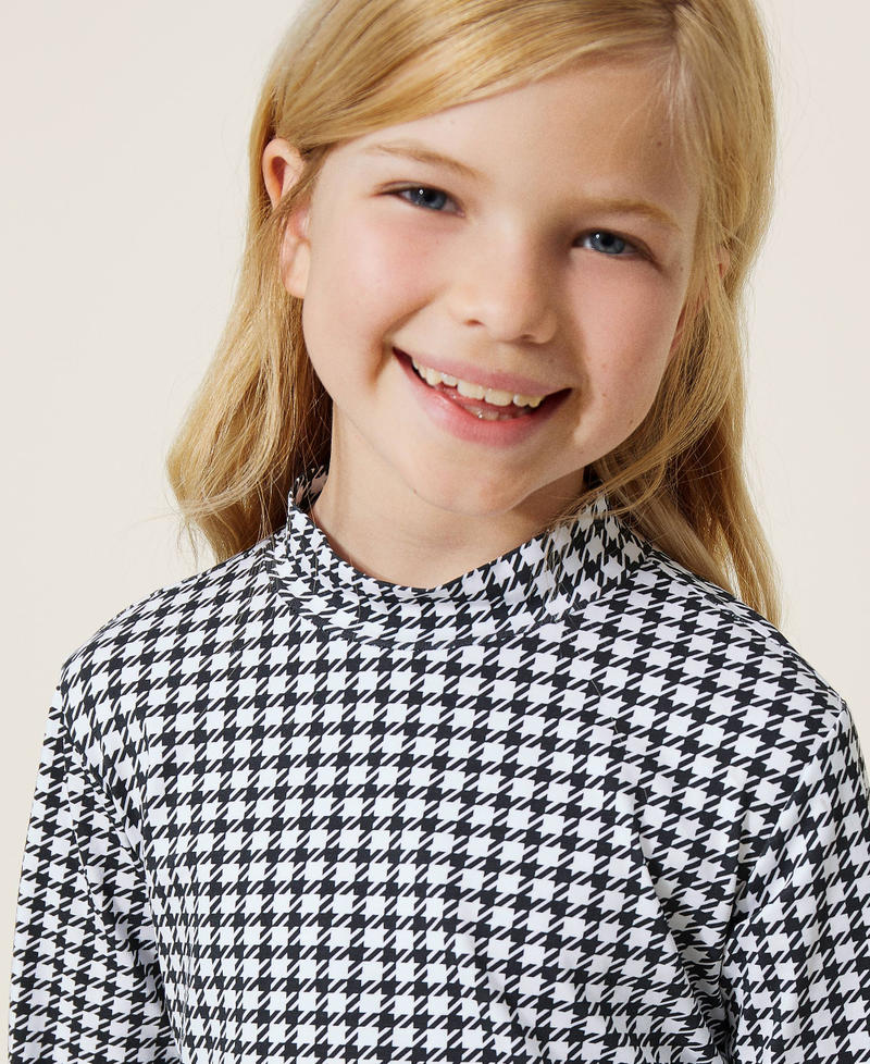 White Wise maglia dolcevita in fantasia Pied de Poule beige