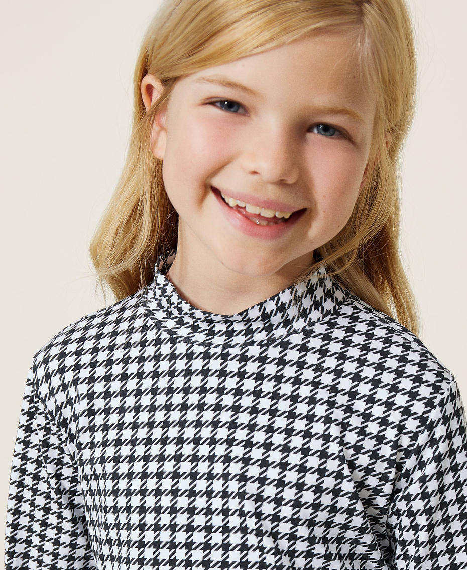 Houndstooth print jumper Off White Houndstooth Print Girl 222GJ2391_07358_05