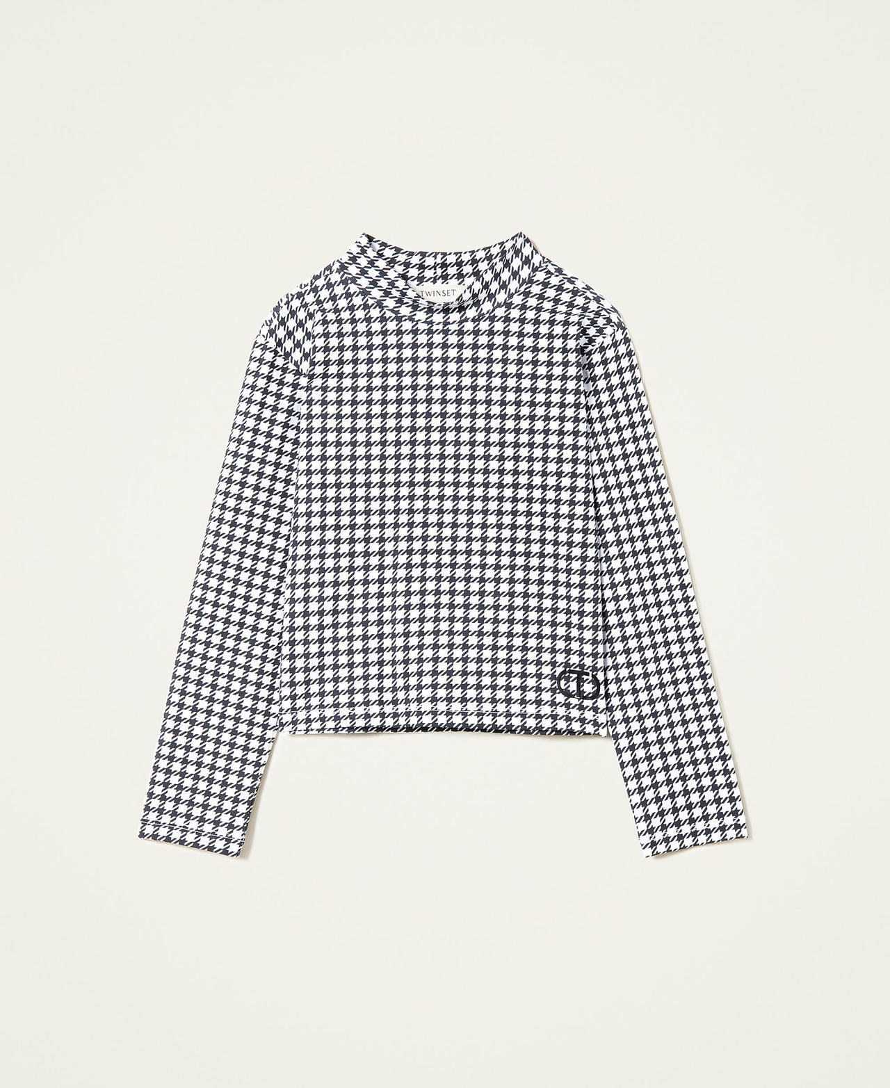 Houndstooth print jumper Off White Houndstooth Print Girl 222GJ2391_07358_0S