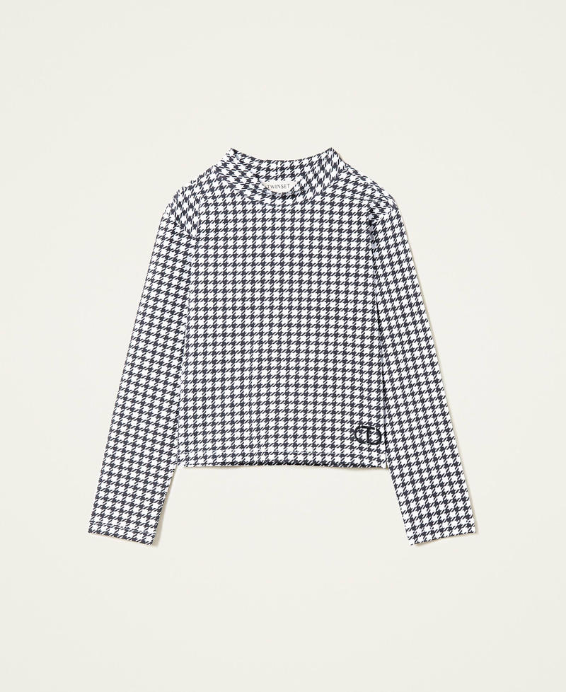 Houndstooth print jumper Off White Houndstooth Print Girl 222GJ2391_07358_0S