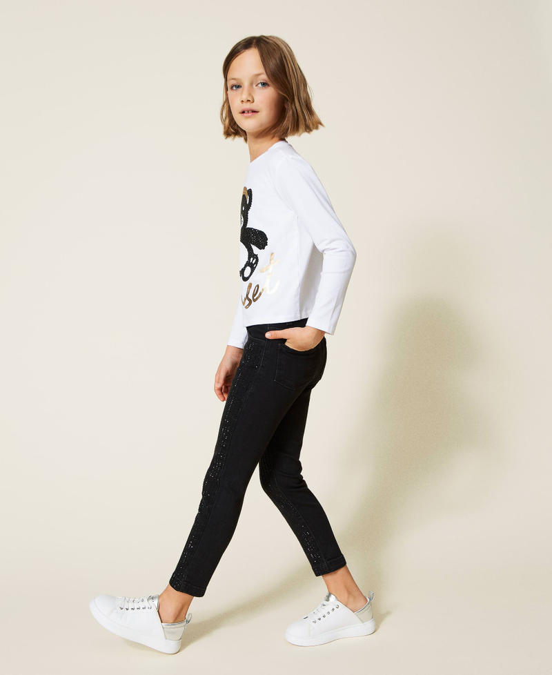 Pantaloni skinny con strass