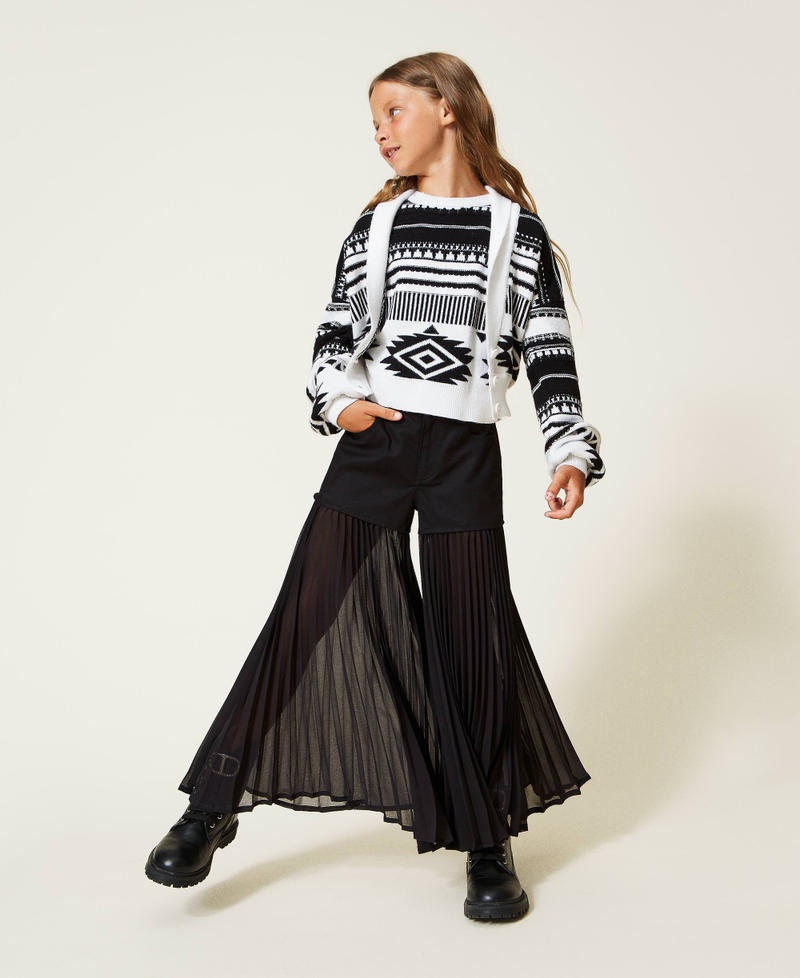 Bull and pleated georgette trousers