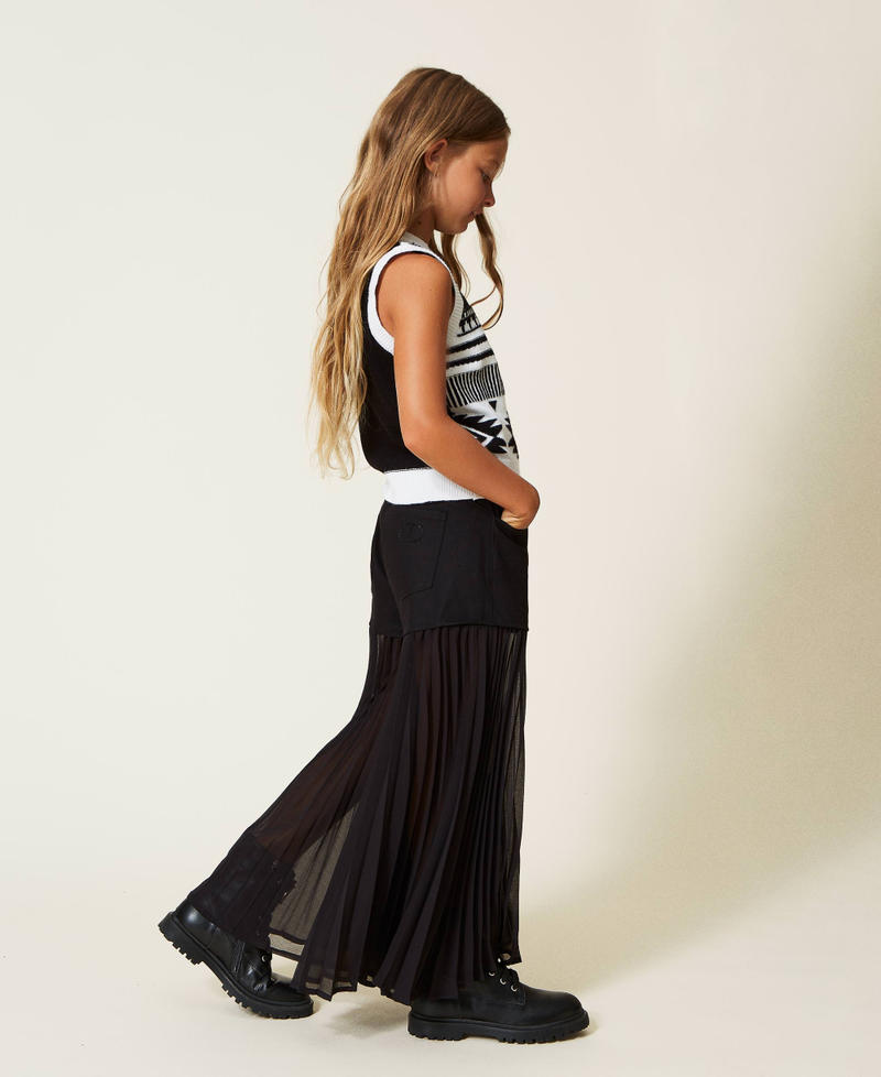 Bull and pleated georgette trousers