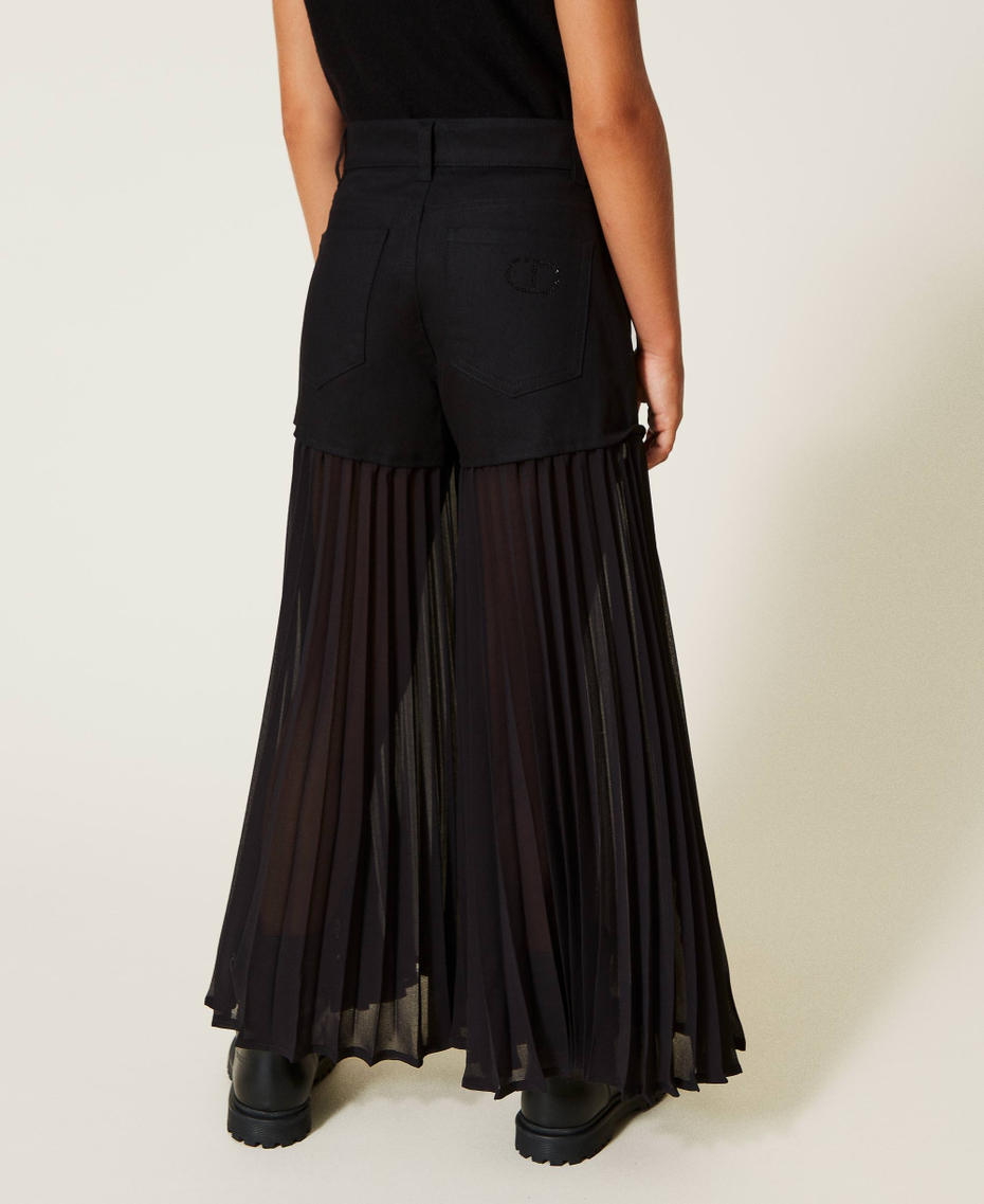 Bull and pleated georgette trousers Black Girl 222GJ241D-04