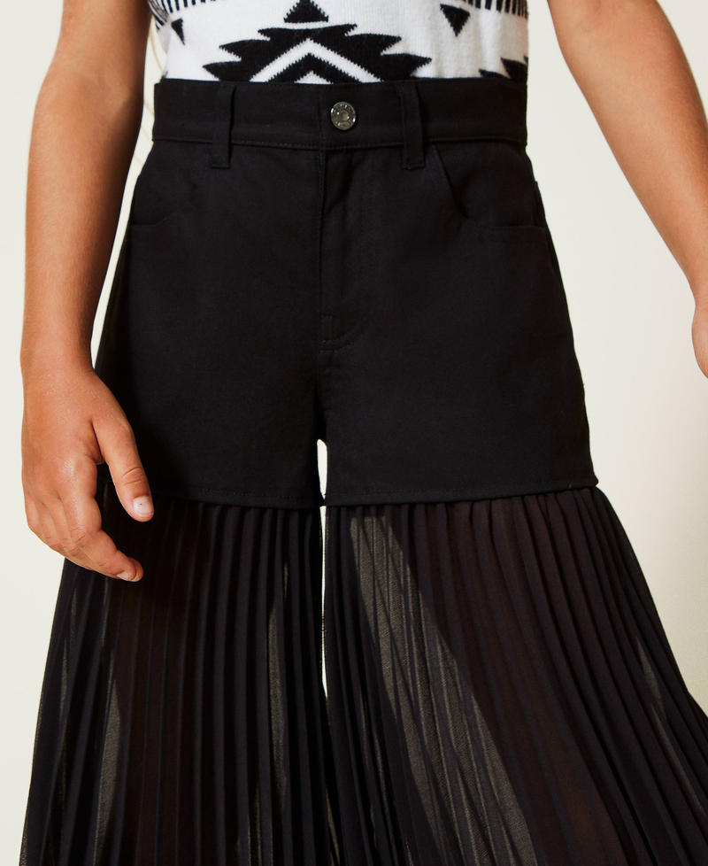 Bull and pleated georgette trousers Black Girl 222GJ241D-05