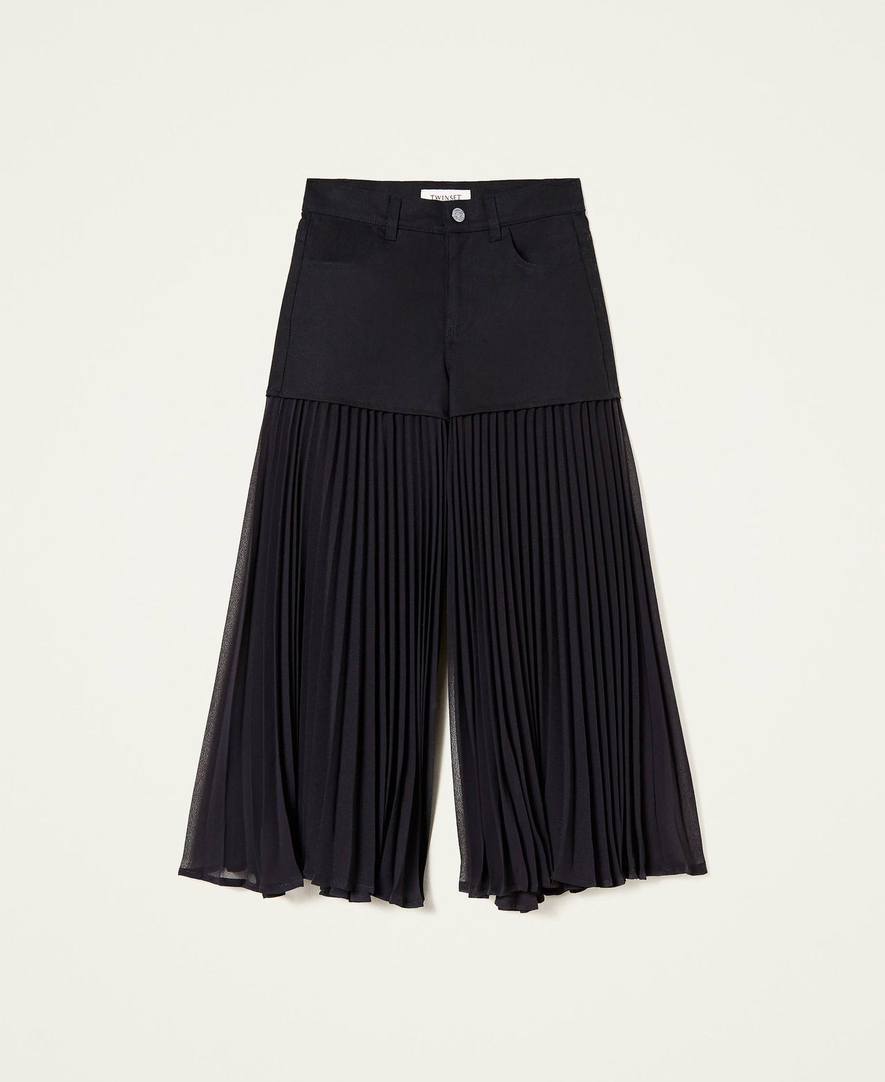 Bull and pleated georgette trousers