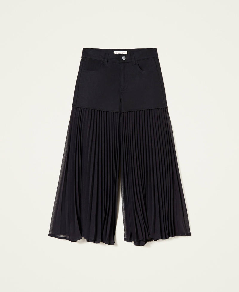 Bull and pleated georgette trousers