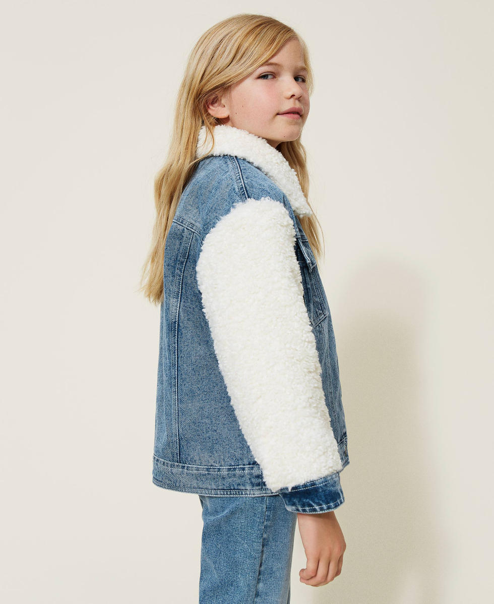 Jeansjacke mit Pelzimitat