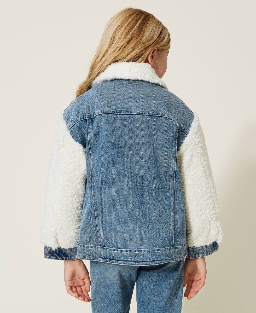 Jeansjacke mit Pelzimitat