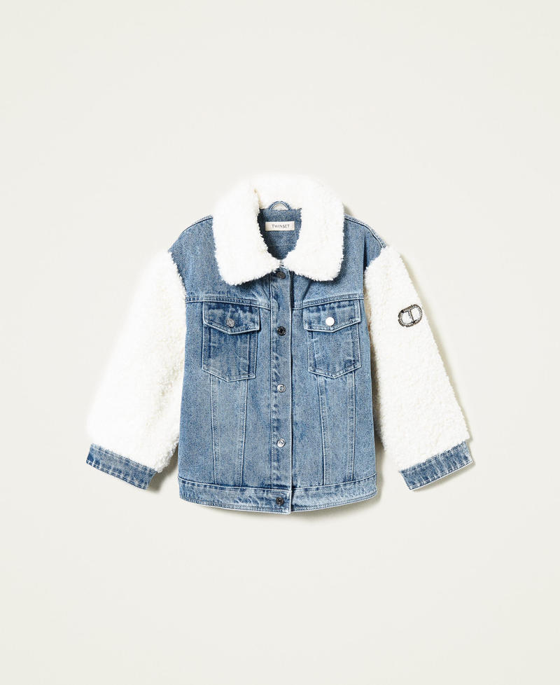 Blouson en jean et fausse fourrure