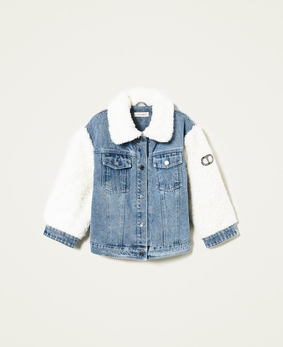 Jeansjacke mit Pelzimitat