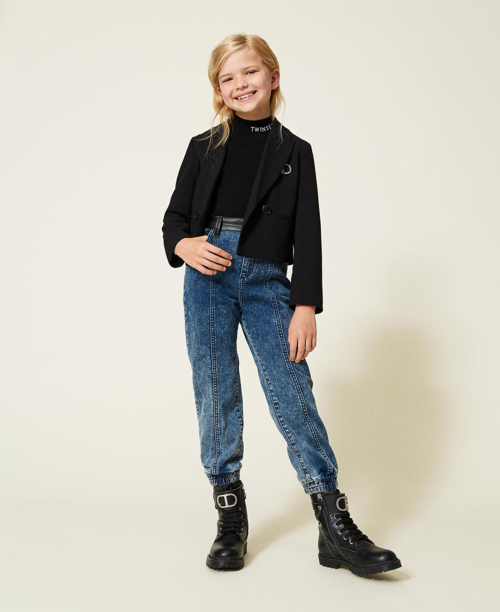 Jean avec d tails effet cuir Fille Bleu TWINSET Milano