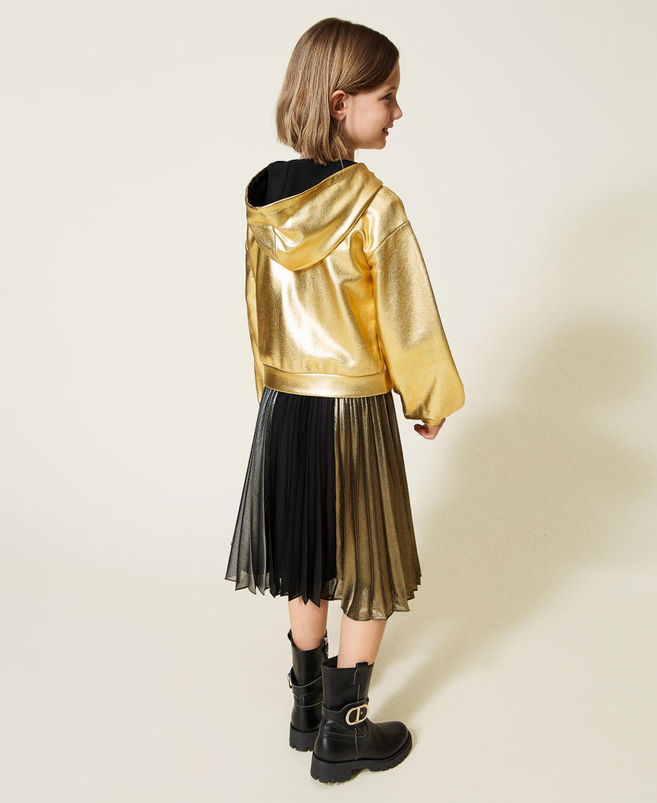Laminated georgette long skirt Multicolour "Gunpowder" Silver / Gold / Black Girl 222GJ2440-03