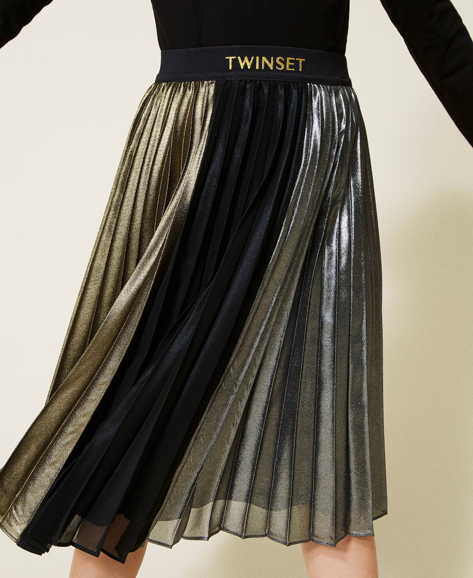 Laminated georgette long skirt Multicolour "Gunpowder" Silver / Gold / Black Girl 222GJ2440-04