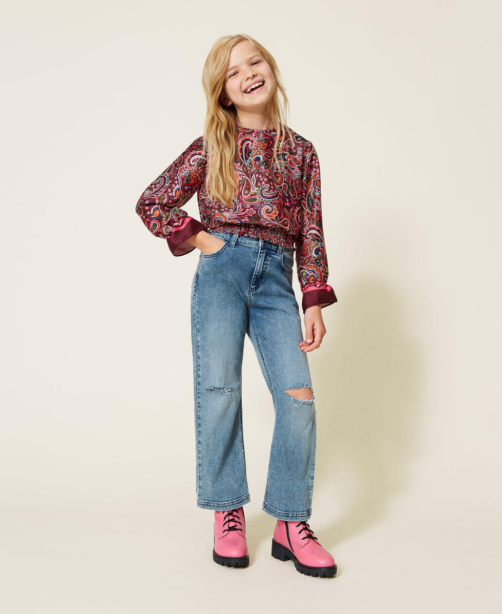 Jean regular avec accrocs Fille Bleu TWINSET Milano