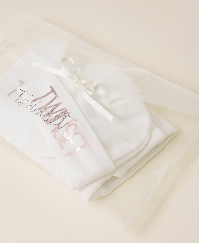 Romper, hat and bib set Off White Girl 222GJ2E10_00526_S0