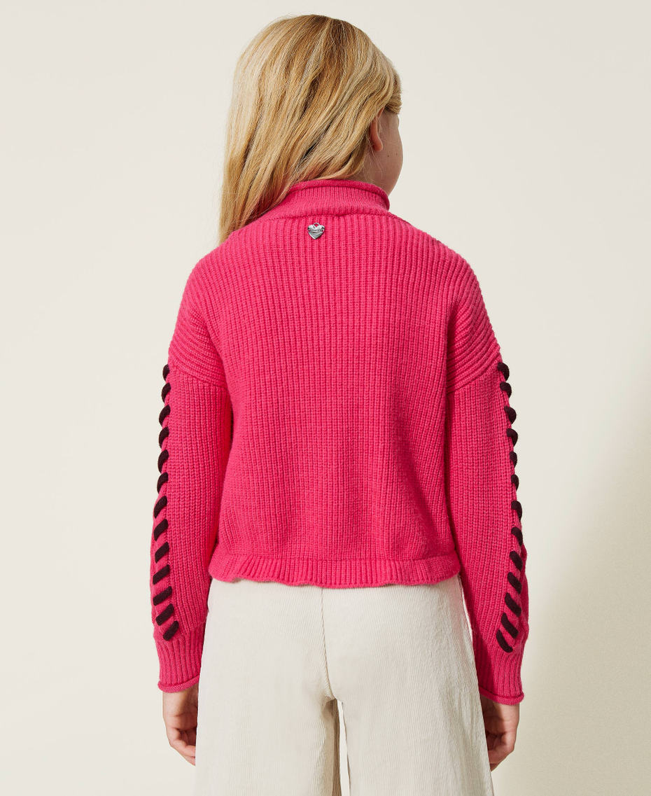 Turtleneck jumper with cable and diamond knit