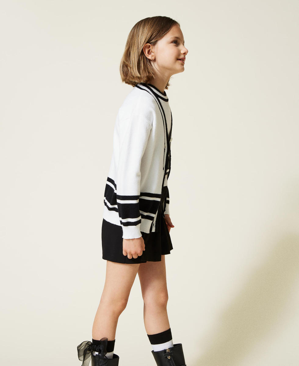 Cardigan and top with stripes Girl, White | TWINSET Milano
