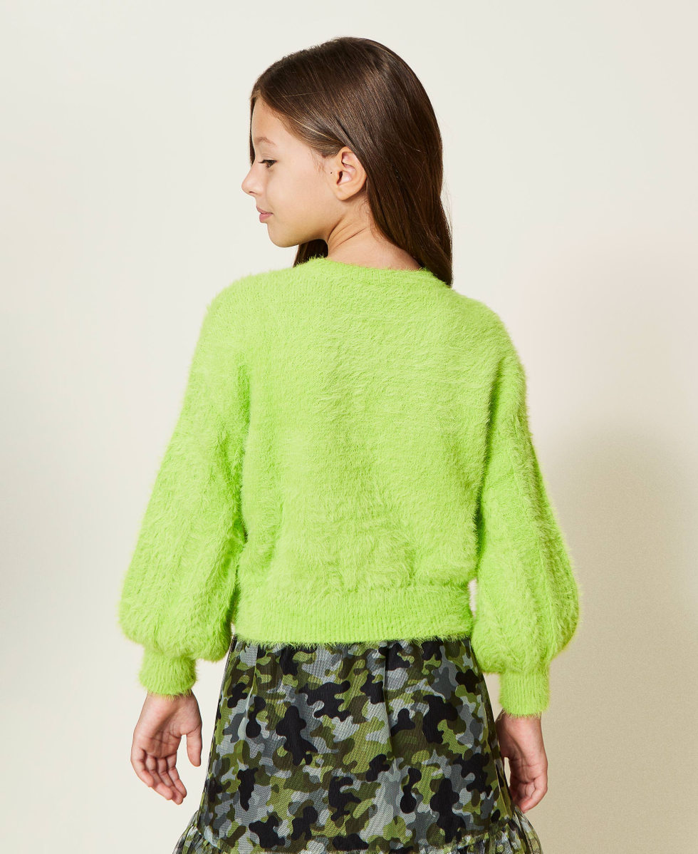 Fur stitch jumper with cable knits