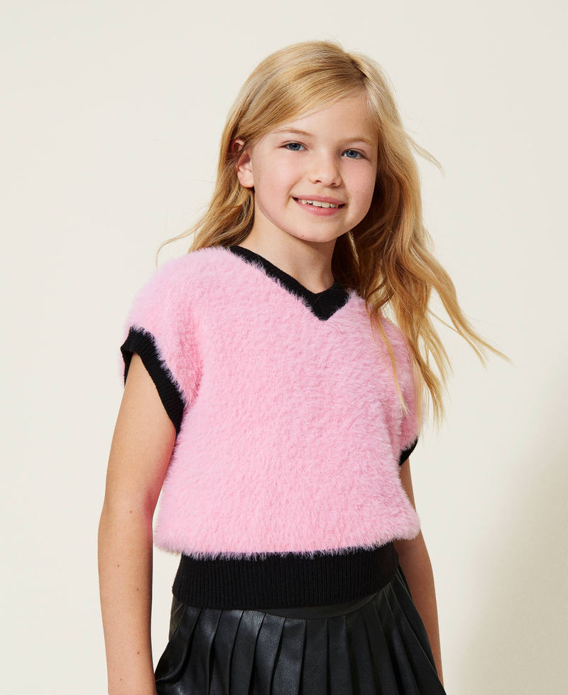 Fur stitch knitted gilet