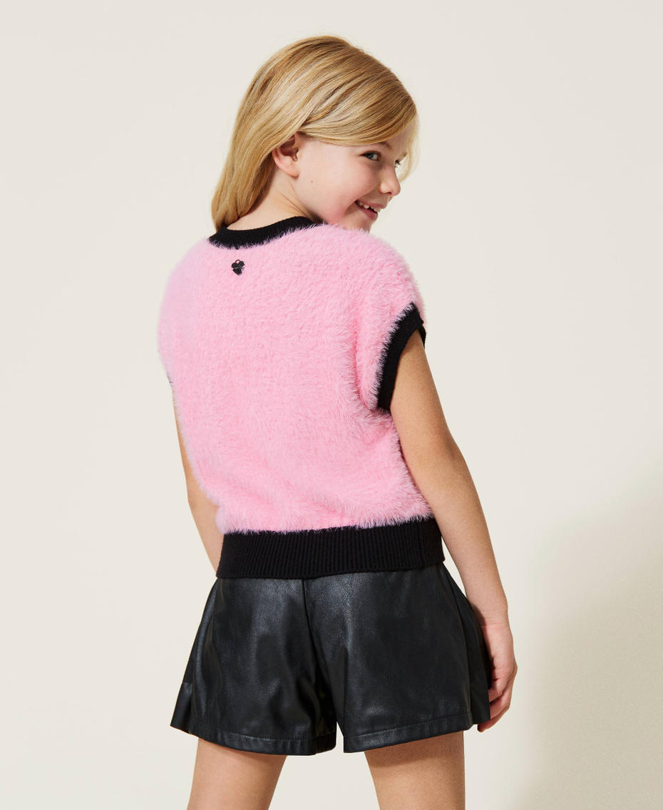 Fur stitch knitted gilet "Sunrise" Pink Girl 222GJ308E-04