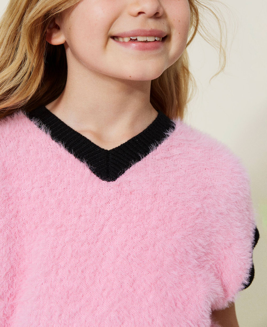 Fur stitch knitted gilet "Sunrise" Pink Girl 222GJ308E-05
