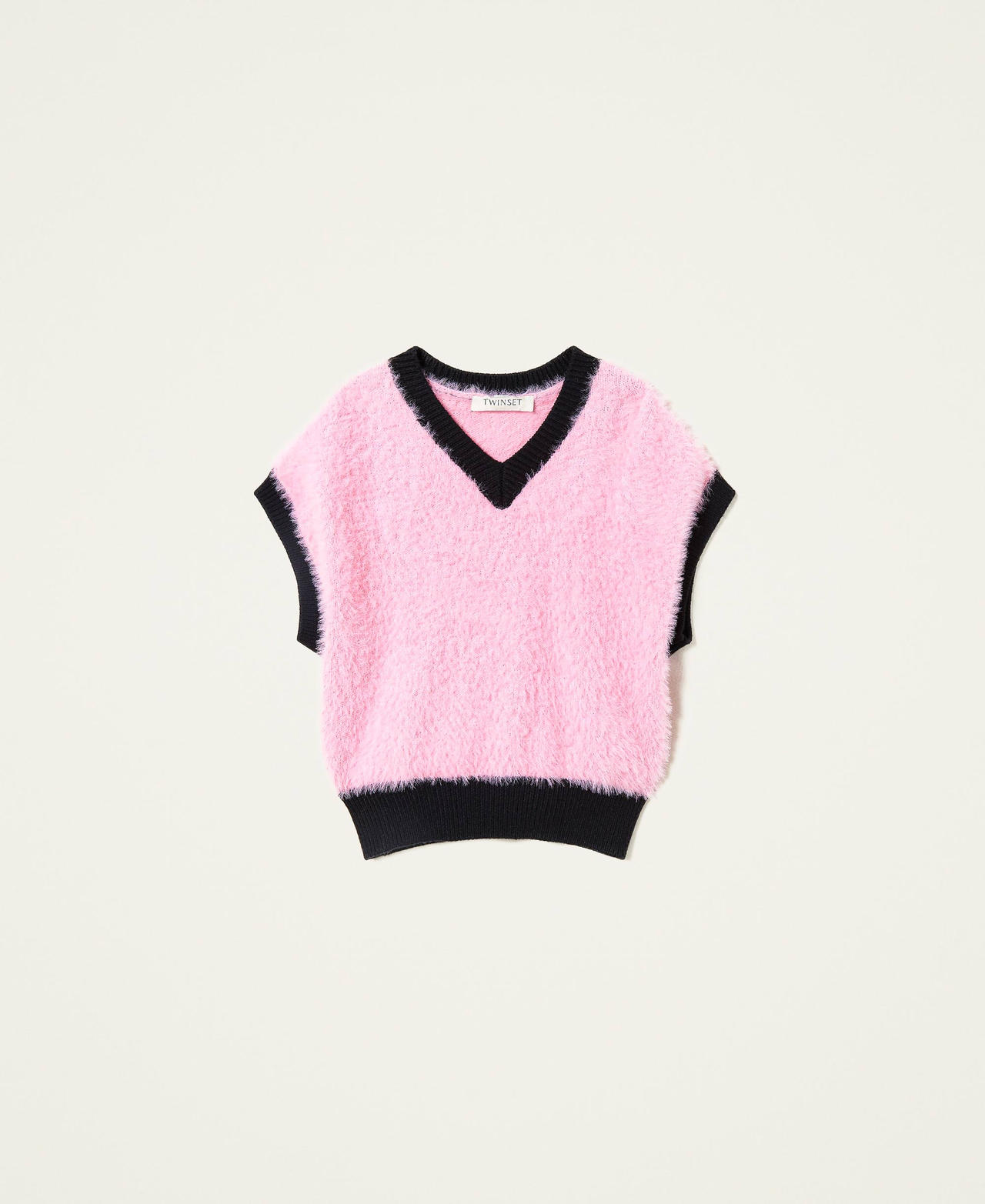 Fur stitch knitted gilet "Sunrise" Pink Girl 222GJ308E-0S