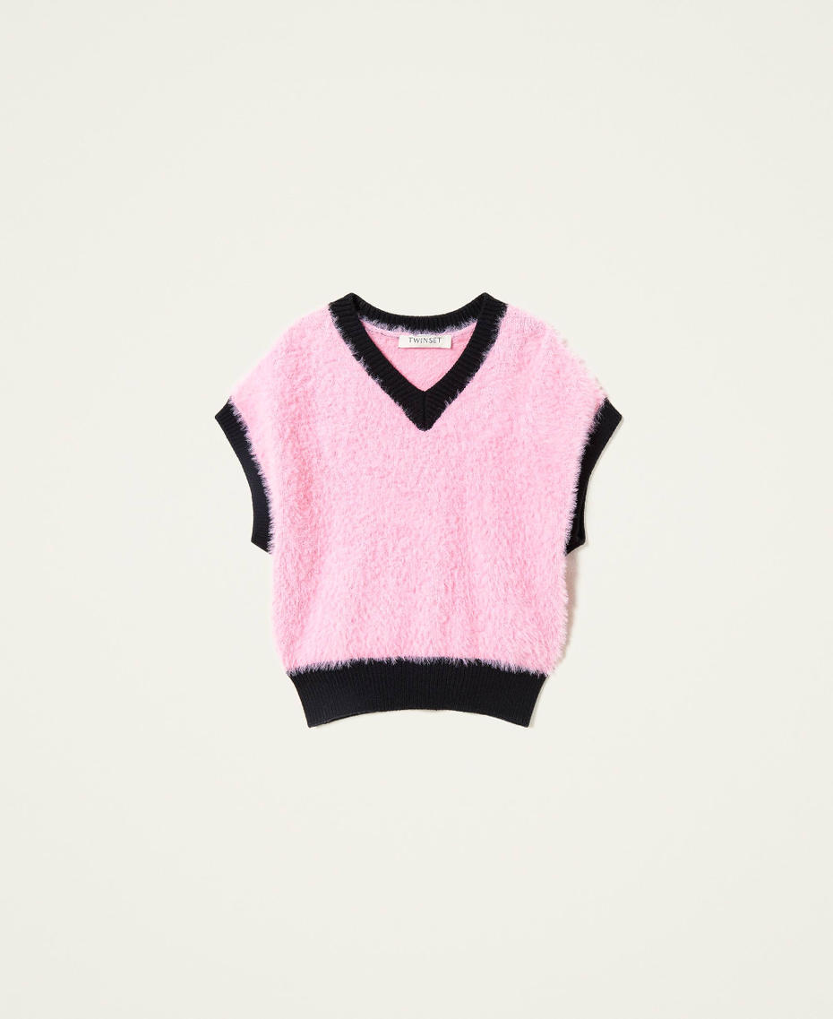 Fur stitch knitted gilet