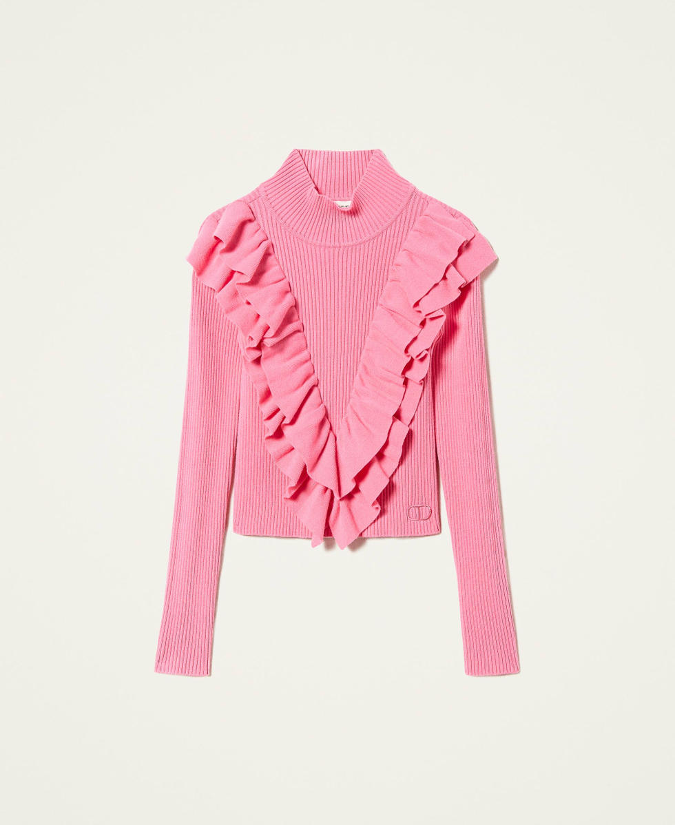 Pull col montant avec volants