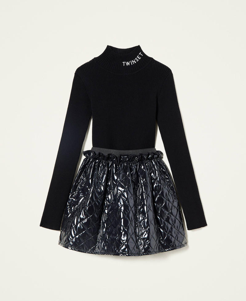Pull col montant côtelé et jupe avec losanges