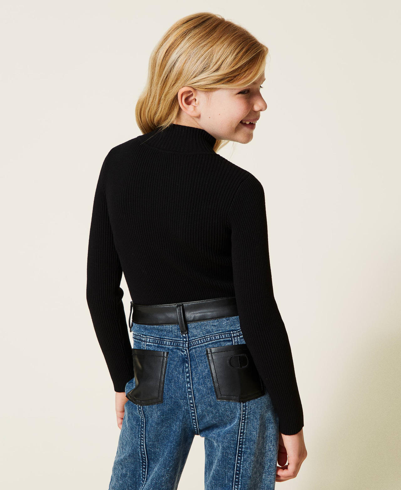 Turtleneck jumper with embroidered logo