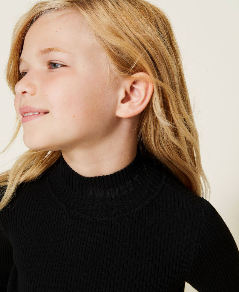 Turtleneck jumper with embroidered logo