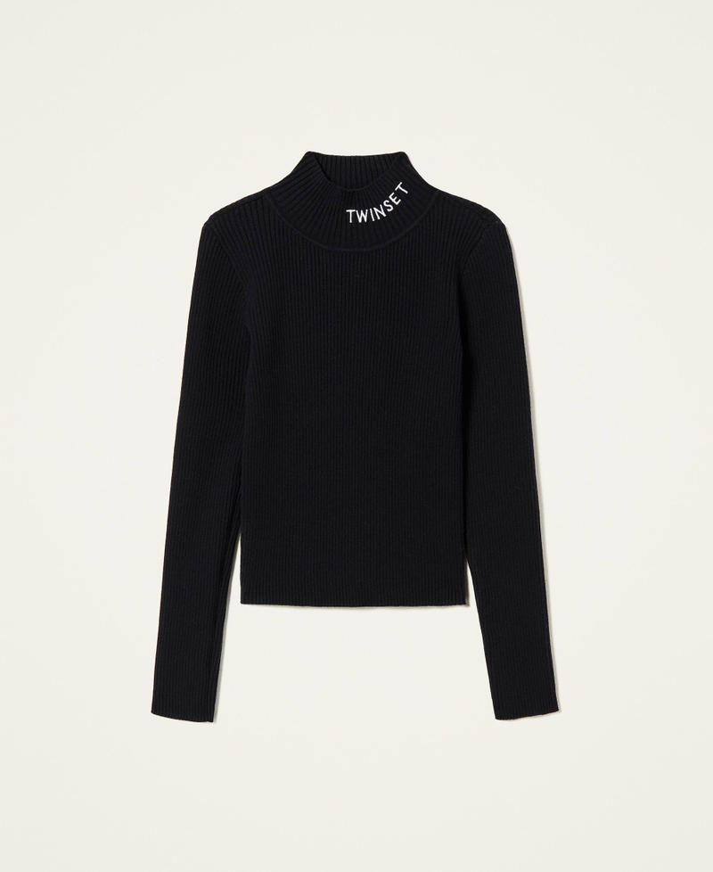 Turtleneck jumper with embroidered logo