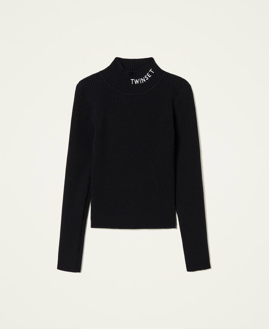 Turtleneck jumper with embroidered logo