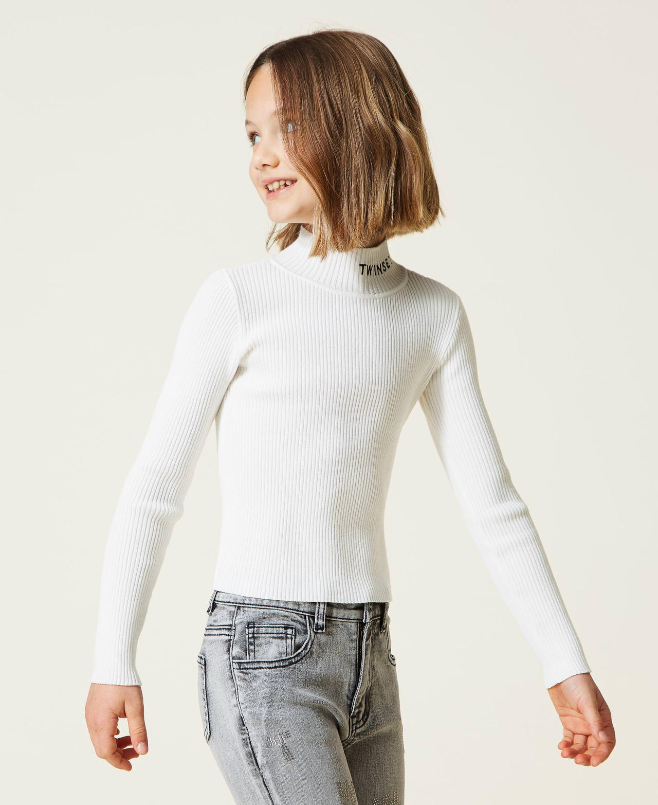 Dondup maglia bambina con logo ricamato nero main image 1