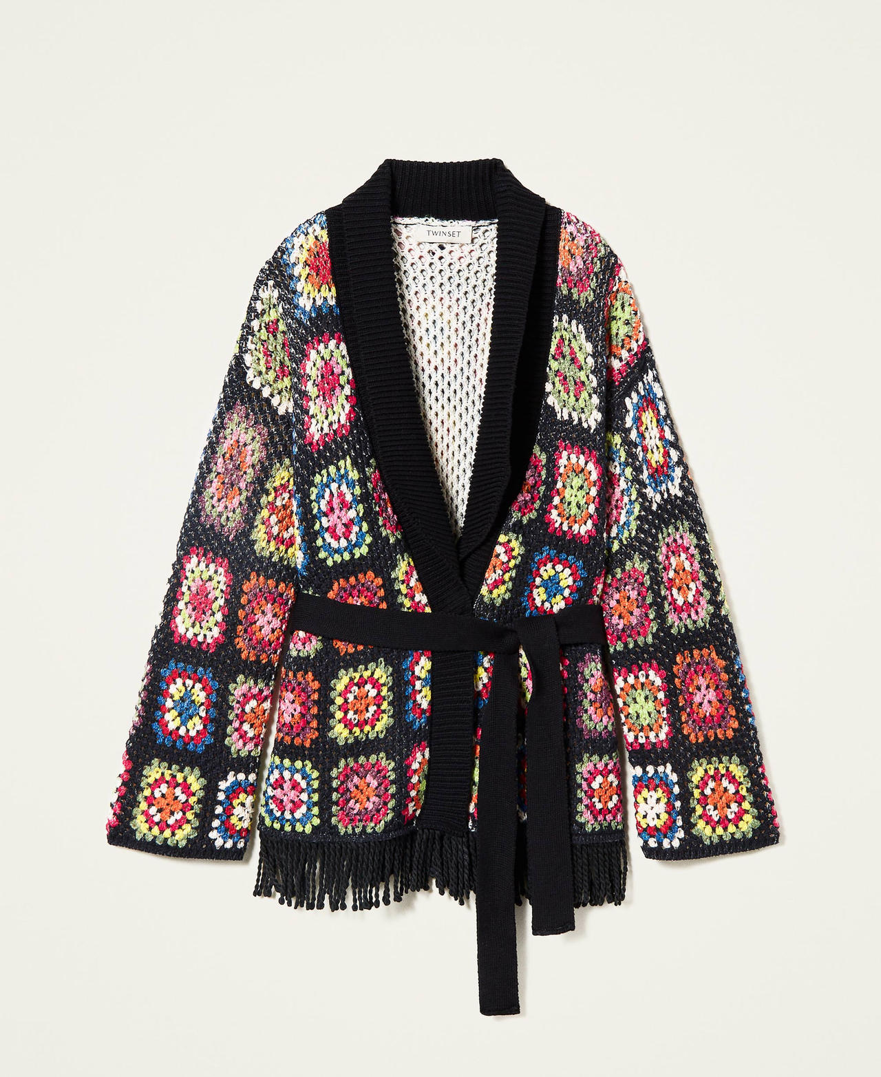 C&aacute;rdigan de efecto crochet multicolor