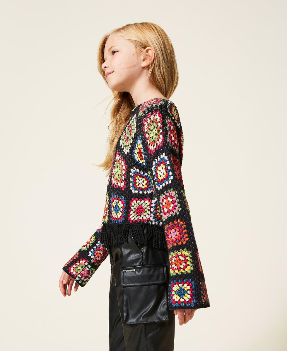 Jersey de efecto crochet multicolor Ni a Negro TWINSET Milano